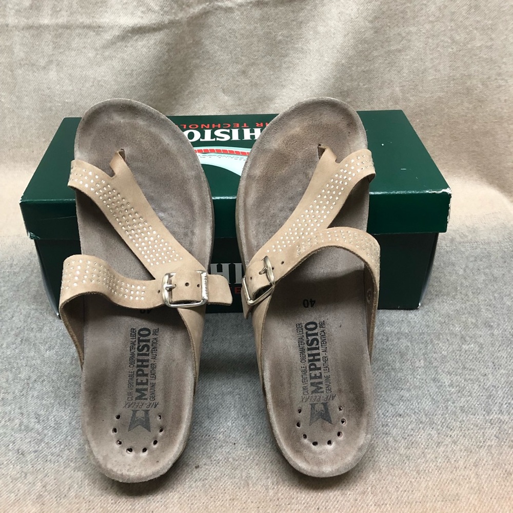 MEPHISTO HELLA SPARK | Women Cork Sandals Beige Leather Nubuck.